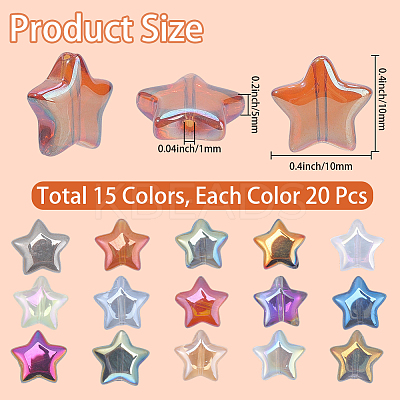 300Pcs 15 Colors Electroplate Transparent Glass Beads GLAA-PA0001-18-1