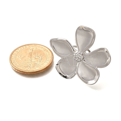 Flower 304 Stainless Steel Open Cuff Ring for Women RJEW-R006-03P-02-1