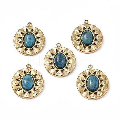 PVD Vacuum Plating 201 Stainless Steel Natural Agate Pendants STAS-C064-VC876-1