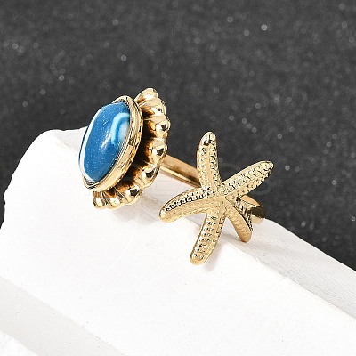 304 Stainless Steel Open Cuff Rings for Women RJEW-K258-13A-G-1