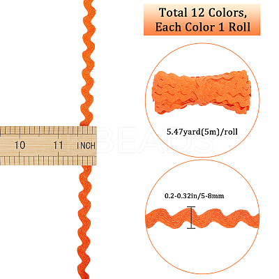 60M 12 Colors Wave Bending Fringe Trim OCOR-GF0003-47-1