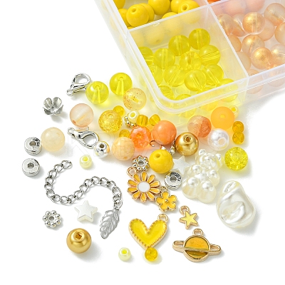 DIY Alloy Enamel & Glass & ABS Plastic Imitation Pearl Bracelets Jewelry Making Kits DIY-FS0007-52-1
