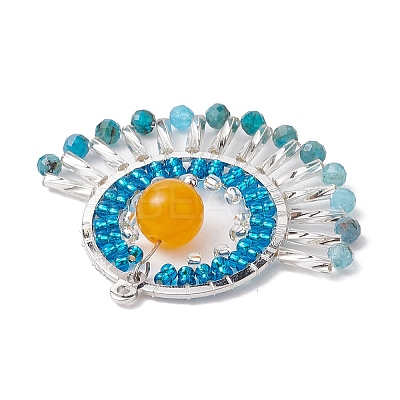 Natural Malaysia Jade(Dyed) & Glass Seed Beads Fan Pendants PALLOY-MZ00308-02-1