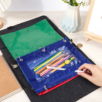 4Pcs 4 Colors Oxford Cloth with Alloy Pen Cases for 3-Ring Binder AJEW-CP0008-01-1