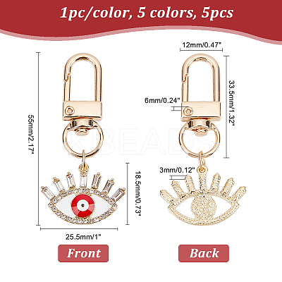 5Pcs 5 Colors Evil Eye Alloy Enamel Pendant Decorations KEYC-AR0001-18-1