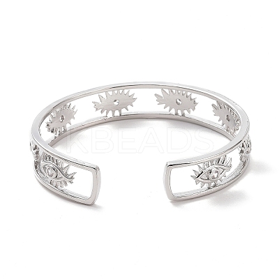 Clear Cubic Zirconia Eye Open Cuff Bangle BJEW-P293-01P-1