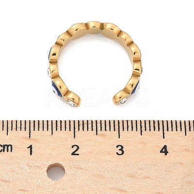 PVD Vacuum Plating 304 Stainless Steel Enamel Evil Eye Open Cuff Rings STAS-D089-23G-1