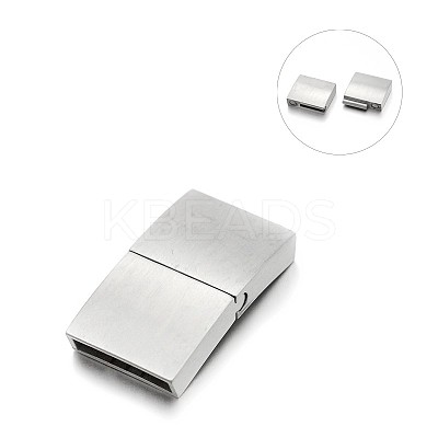 Tarnish Resistant Matte 304 Stainless Steel Rectangle Magnetic Clasps with Glue-in Ends STAS-E089-60B-1