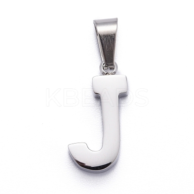 Non-Tarnish 304 Stainless Steel Letter Pendants STAS-H127-J-P-1