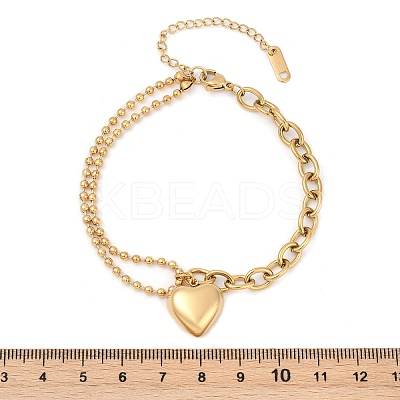 304 Stainless Steel Heart Charm Bracelets LS-BJEW-Z106-02G-1