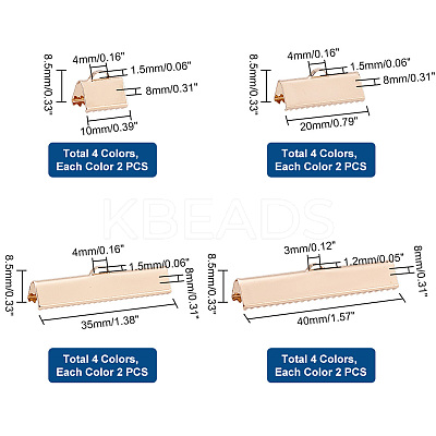 32Pcs 16 Style Brass Ribbon Crimp Ends KK-PH0009-44-1