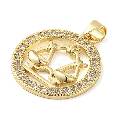 Rack Plating Brass Micro Pave Cubic Zirconia Pendants KK-P241-01G-1