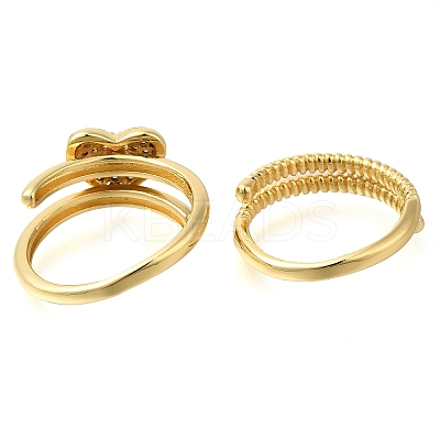 Adjustable Brass Micro Pave Cubic Zirconia Rings Set RJEW-M021-02G-1