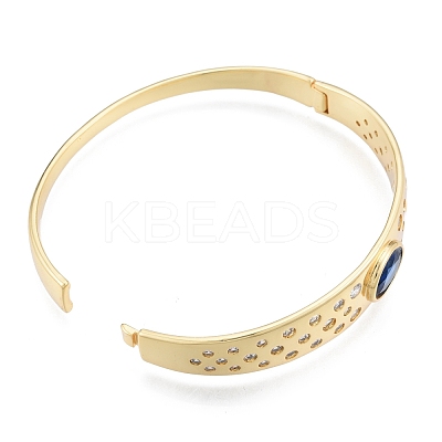 Cubic Zirconia Oval Hinged Bangle BJEW-G651-10G-02-1