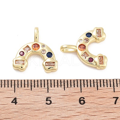 Rainbow Rack Plating Brass Micro Pave Cubic Zirconia Charms KK-G512-25G-02-1