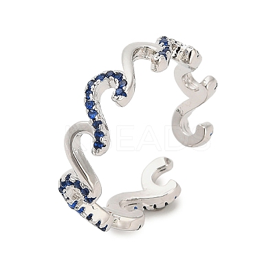 Brass Micro Pave Cubic Zirconia Cuff Rings RJEW-P169-04P-1