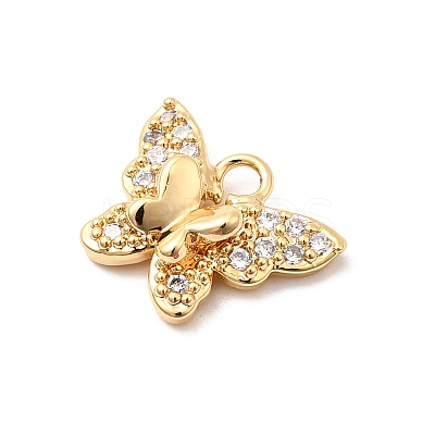Brass Micro Pave Cubic Zirconia Charms KK-F916-13G-1