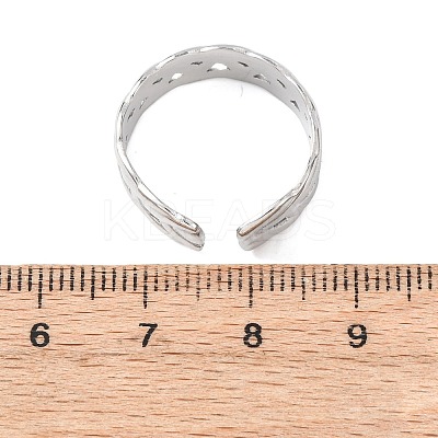 304 Stainless Steel Criss Cross Cuff Rings RJEW-G368-01P-1