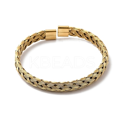 Braided 304 Stainless Steel Cuff Bangles for Women BJEW-A067-07G-1