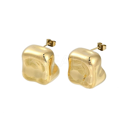 Ion Plating(IP) 304 Stainless Steel Square Stud Earrings for Women EJEW-K281-25G-1
