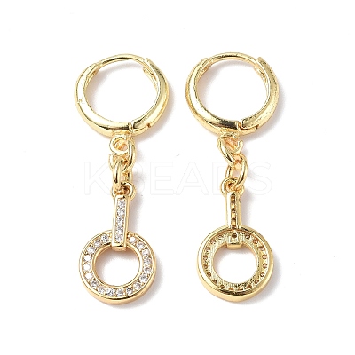 Clear Cubic Zirconia Circle Ring Dangle Hoop Earrings EJEW-B017-02G-1
