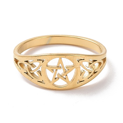 Pentacle with Sailor's Knot Finger Ring RJEW-P037-01G-1