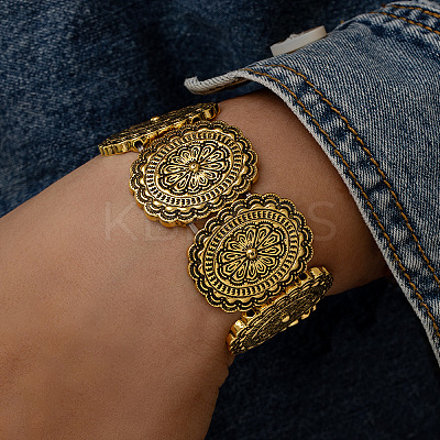 Alloy Oval Beaded Stretch Bracelets FS-WGED2CD-04-1