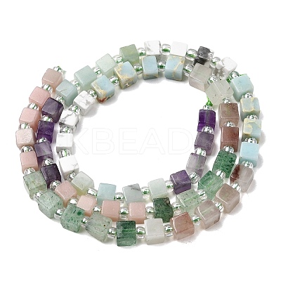 Natural Green Strawberry Quartz & Pink Opal & Southern Jade & Flower Amazonite & Amethyst & Howlite Beads Strands G-H333-03L-1