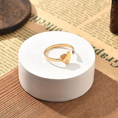 304 Stainless Steel Rhinestone Open Cuff Ring for Women LS-RJEW-F169-01G-06-1