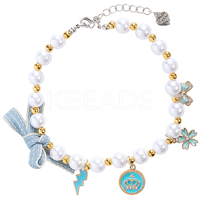 Adjustable Plastic Imitation Pearls Beads Pet Collars Necklaces AJEW-WH20017-48B-01-1