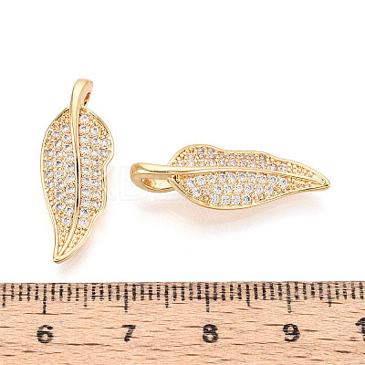 Brass Pave Clear Cubic Zirconia Pendants KK-T074-93A-G-1