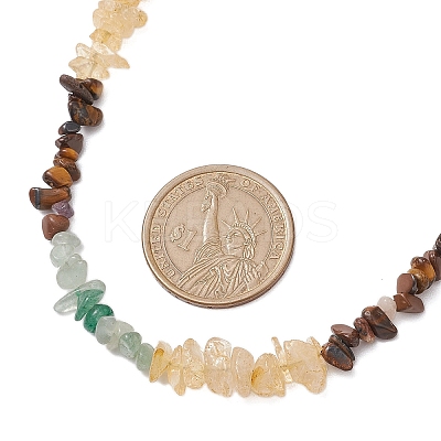 Natural Citrine & Tiger Eye & Green Aventurine Chip Beaded Necklaces NJEW-JN05099-01-1