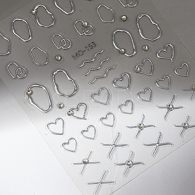 6 Sheets 2 Colors Mixed Shapes PET Nail Art Stickers DIY-HS0002-07-1