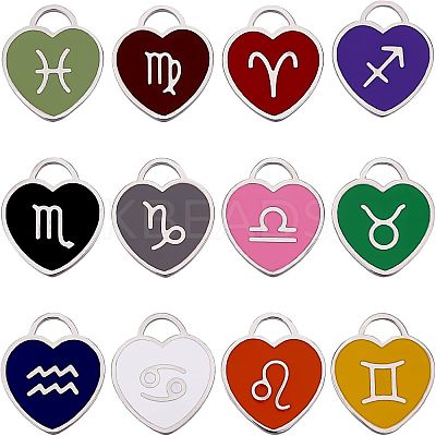 12Pcs 12 Style 304 Stainless Steel Enamel Pendants STAS-NB0001-30-1