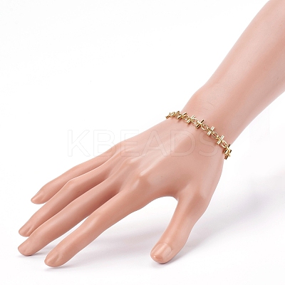 Brass Bar Link Chain Bracelets X-BJEW-JB06004-1