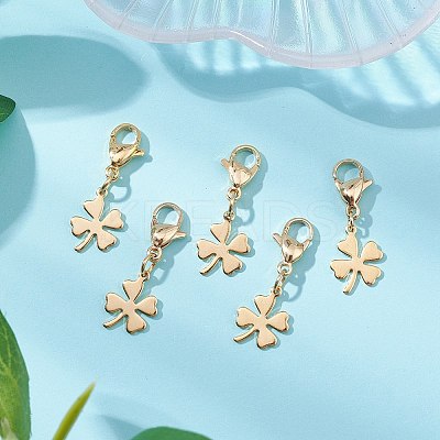 Clover 304 Stainless Steel Pendant Decorations HJEW-JM02741-01-S-1