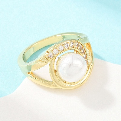Brass Micro Pave Cubic Zirconia Finger Rings for Women RJEW-D340-02G-06-1