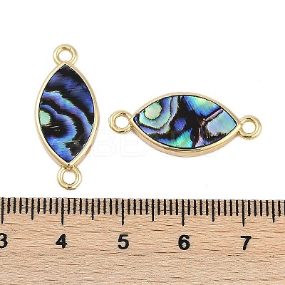 Brass Pave Natural Paua Shell Connector Charms KK-M299-01C-G-1