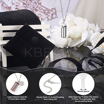 1Pc Openable Column 304 Stainless Steel Memorial Urn Ashes Pendant Necklace Set NJEW-TA0001-18-1