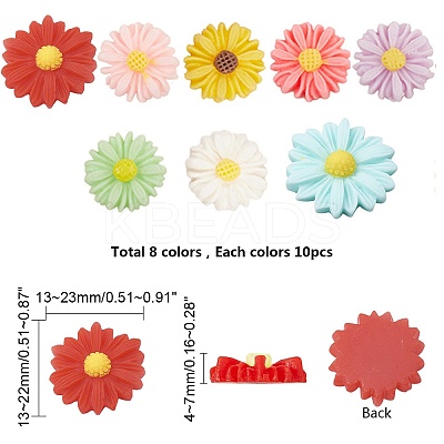 Flatback Hair & Costume Accessories Ornaments Resin Flower Daisy Cabochons CRES-SC0001-08-1