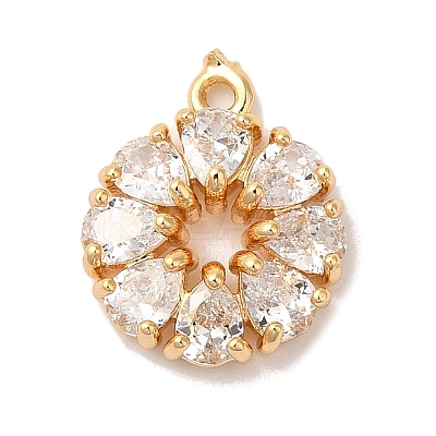 Brass Micro Pave Clear Cubic Zirconia Pendants KK-M294-26G-1