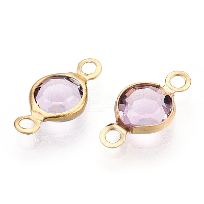 304 Stainless Steel with Glass Connector Charms STAS-G305-08G-09-1