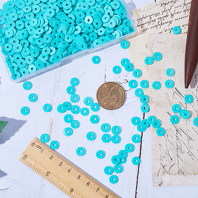 Flat Round Handmade Polymer Clay Beads CLAY-SC0001-58B-01-1