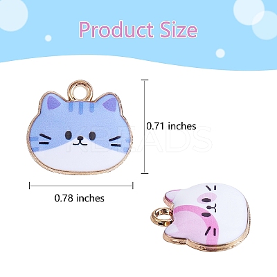 24Pcs 8 Styles Alloy Enamel Pendant Cute Print Cat Head Pendant DIY Necklace Bracelet Pendant Earring Accessories JX584A-1