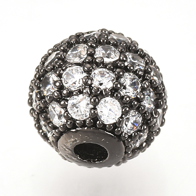 Brass Micro Pave Cubic Zirconia Beads ZIRC-Q013-12mm-142B-1