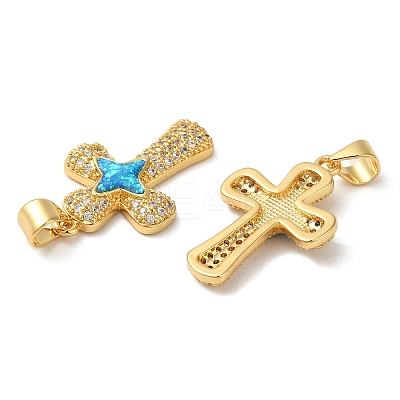 Rack Plating Brass Micro Pave Cubic Zirconia Pendants KK-P268-17A-G-1