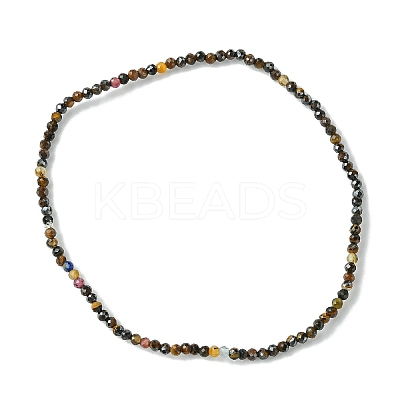 2mm Natural Tiger Eye Faceted Round Beaded Stretch Bracelets for Women BJEW-JB10843-04-1