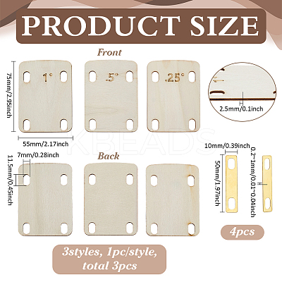 3Pcs Wooden Guitar Neck Shims AJEW-FG0007-90-1