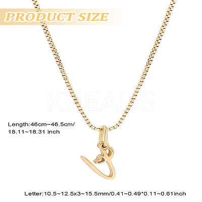 1pc Brass Chain & 304 Stainless Steel Letter Pendant Necklaces NJEW-LP0001-40V-G-1