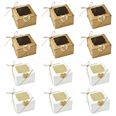 10Pcs Square Bakery Box CON-YW0001-95A-1
